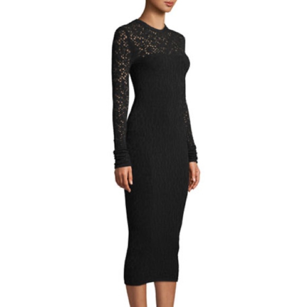 Versace Crewneck long-sleeve tattoo-knit bodycon dress in white